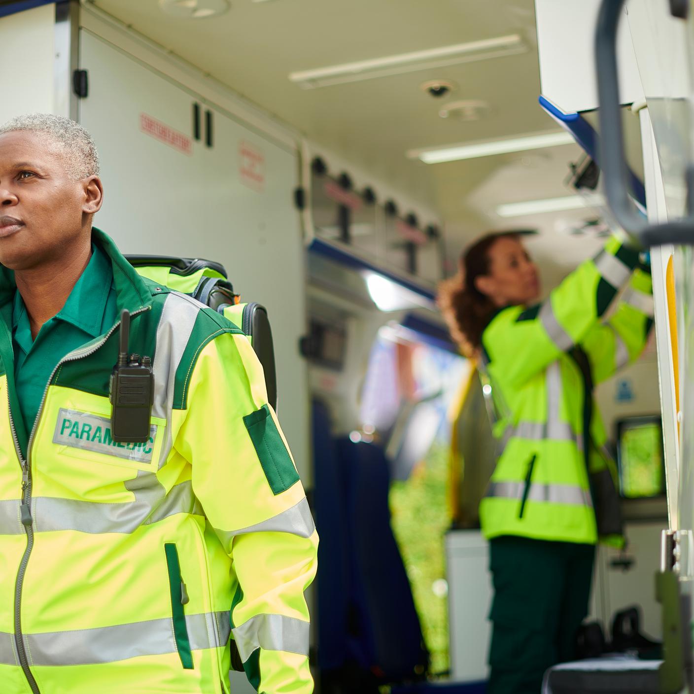 ambulance paramedic arriving at scene